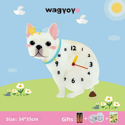 Pet Themed Silent Wall Clock with Moving Decoration