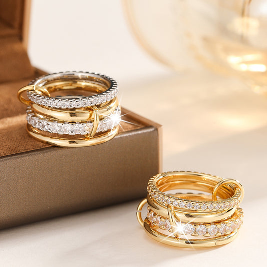 Geometric Copper Zircon Stackable Rings