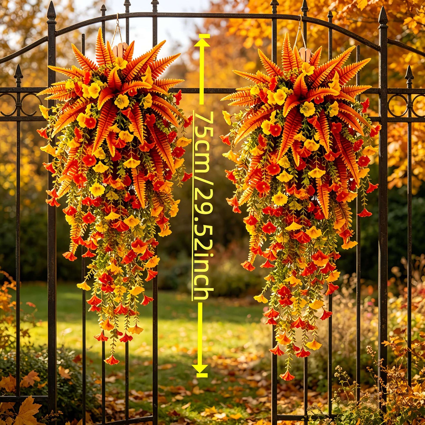Silk Morning Glory Hanging Decor with Persian Grass
