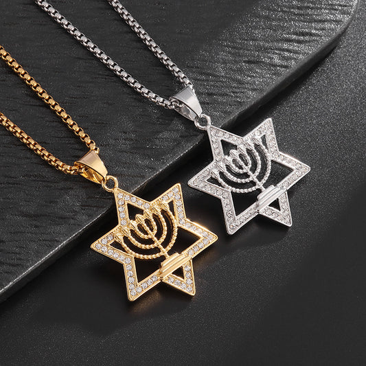 Titanium Steel Star of David Pendant Necklace