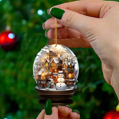Christmas Snowman 2D Glass Ornament
