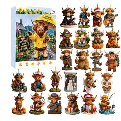 Highland Cow Christmas Acrylic Ornament Blind Box