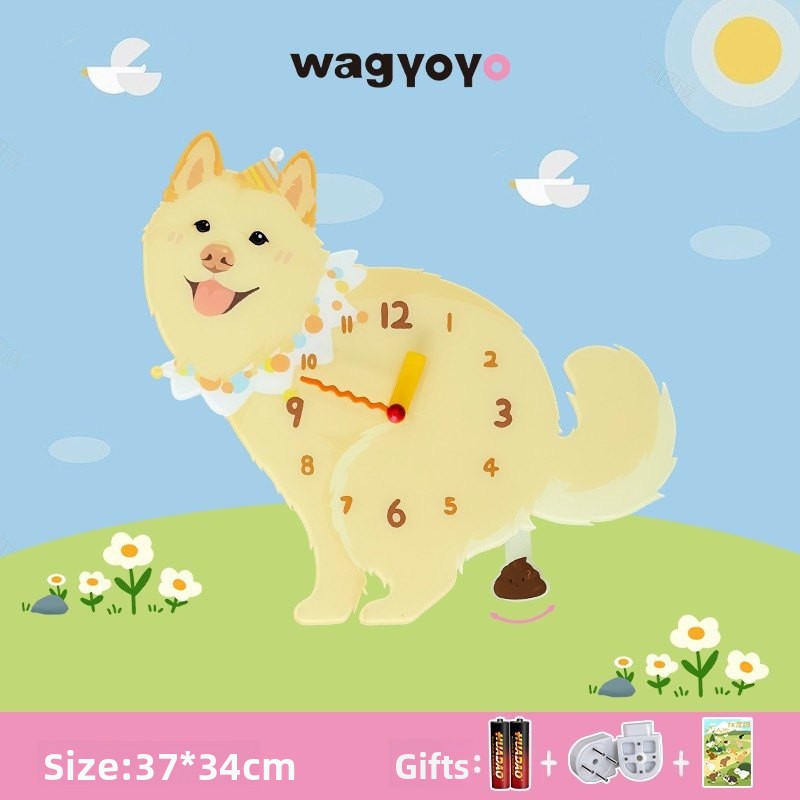 Pet Themed Silent Wall Clock with Moving Decoration
