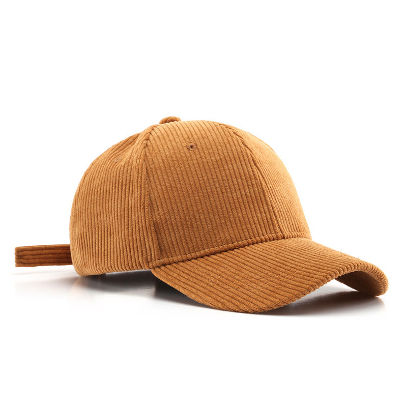 Autumn and Winter Women's Corduroy Emis Style Baseball Cap Japanese Trendy Men's Large Head Circumference Face-Slimming Duckbill Cap