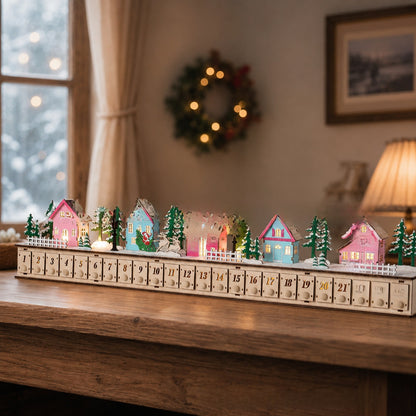 Christmas Advent Calendar Wooden Countdown Gift Box