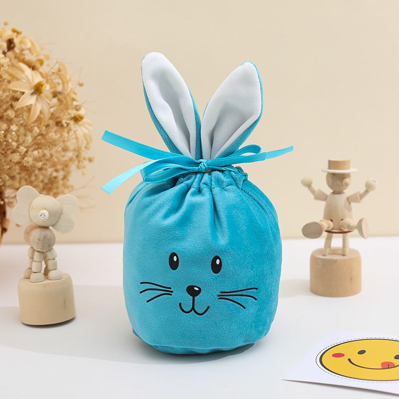 Cross Border Easter Rabbit Ears Velvet Bag Gift Box Candy Box Party Gift Candy Box Creative Ins Bundle Pocket
