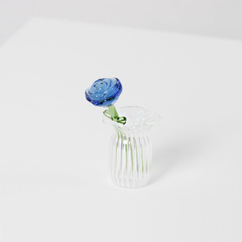 Glazed Glass Rose Bouquet Desktop Decoration