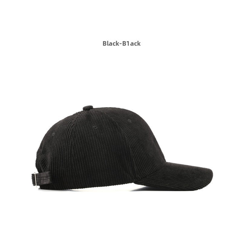 Autumn and Winter Women's Corduroy Emis Style Baseball Cap Japanese Trendy Men's Large Head Circumference Face-Slimming Duckbill Cap