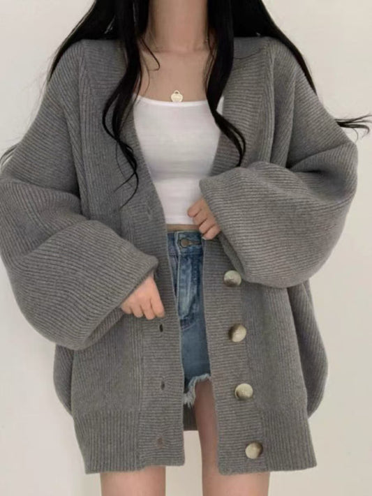 Knitted Cardigan Jacket V-Neck Sweater for Women