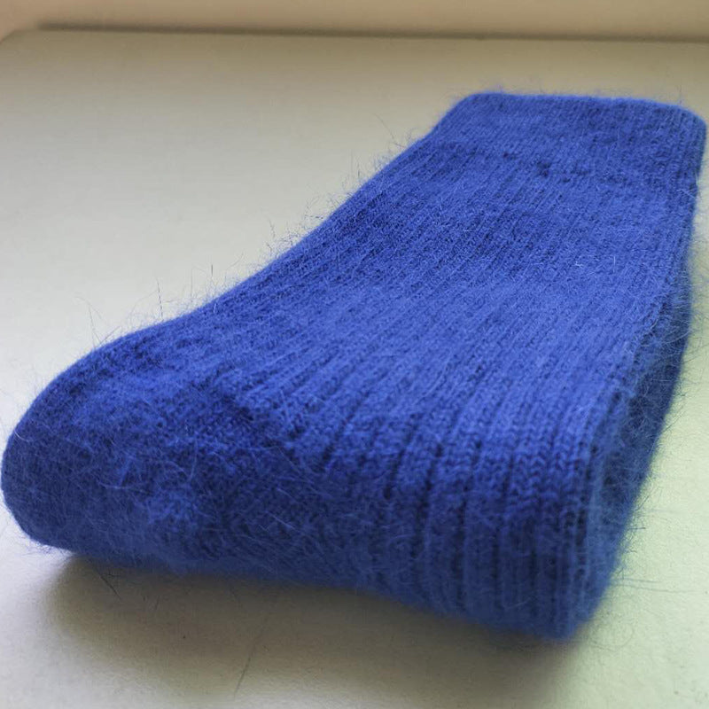 Double Needle Rabbit Wool Blend Fleece Lined Winter Socks
