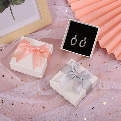 Elegant Gray Bow Jewelry Gift Box