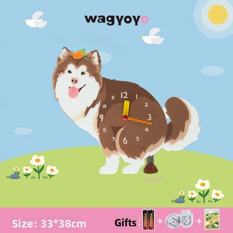 Pet Themed Silent Wall Clock with Moving Decoration