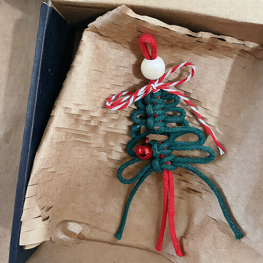 Hand-Woven Macrame Christmas Tree Ornament