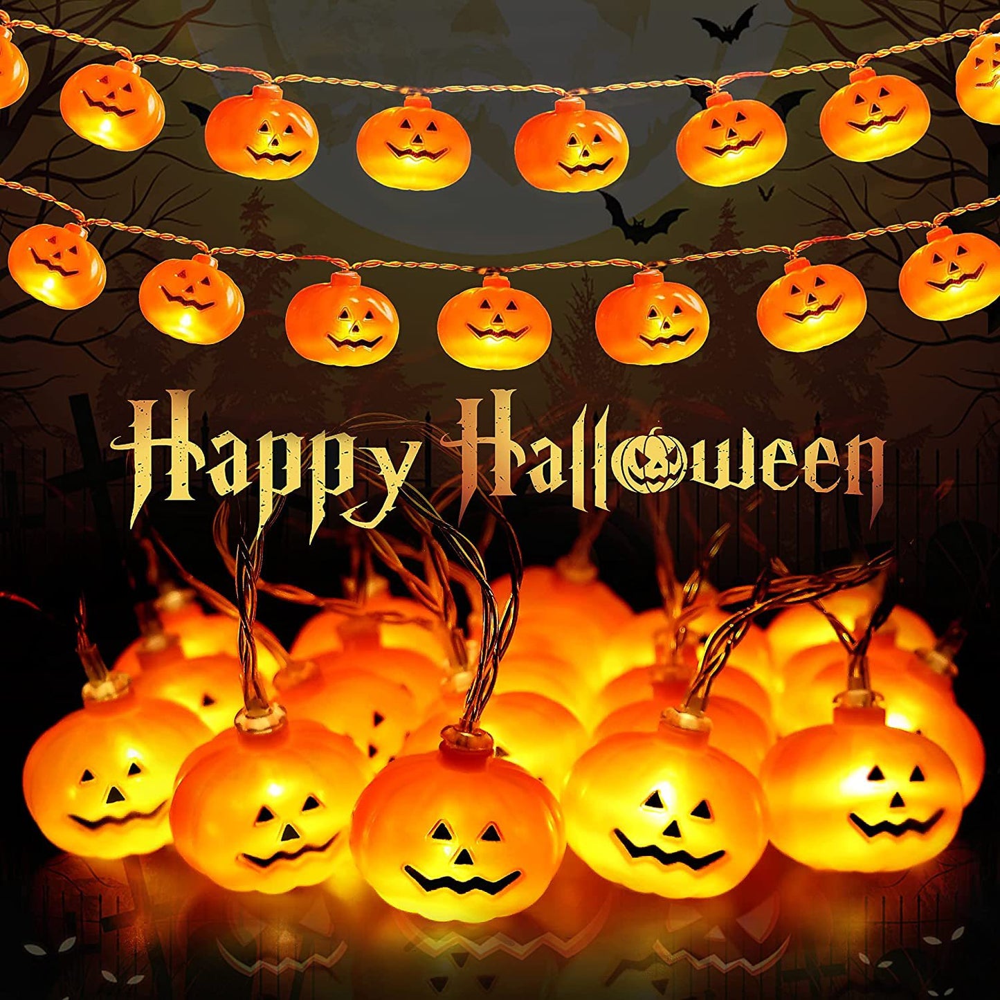 Pumpkin LED String Lights for Halloween Decoration