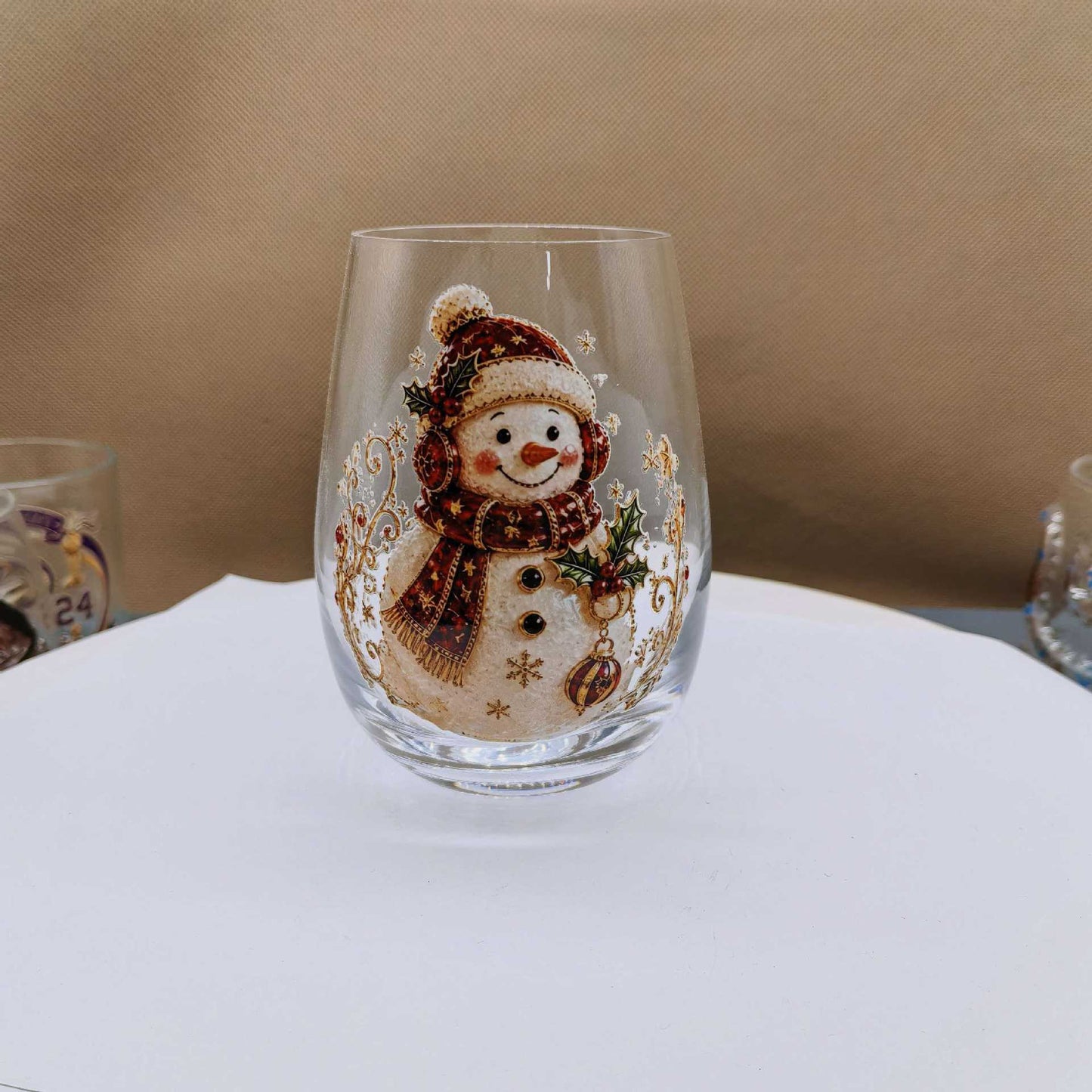 Christmas glass art cups glass cups egg cups