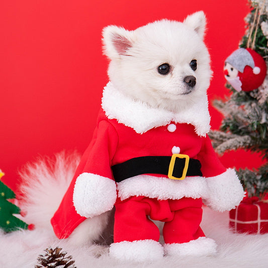 Dog Christmas Costume Upright Outfit with Hat