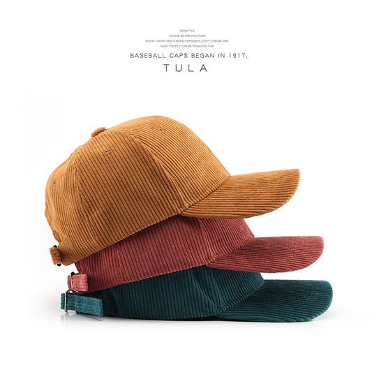 Autumn and Winter Women's Corduroy Emis Style Baseball Cap Japanese Trendy Men's Large Head Circumference Face-Slimming Duckbill Cap