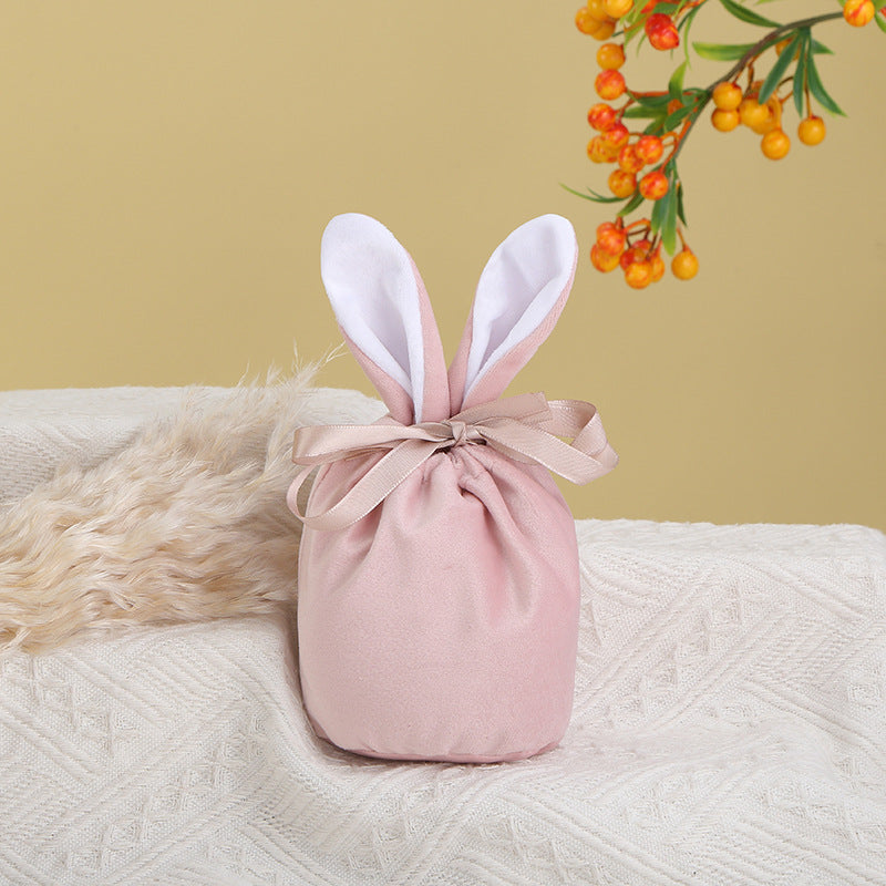Cross Border Easter Rabbit Ears Velvet Bag Gift Box Candy Box Party Gift Candy Box Creative Ins Bundle Pocket