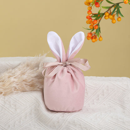 Cross Border Easter Rabbit Ears Velvet Bag Gift Box Candy Box Party Gift Candy Box Creative Ins Bundle Pocket