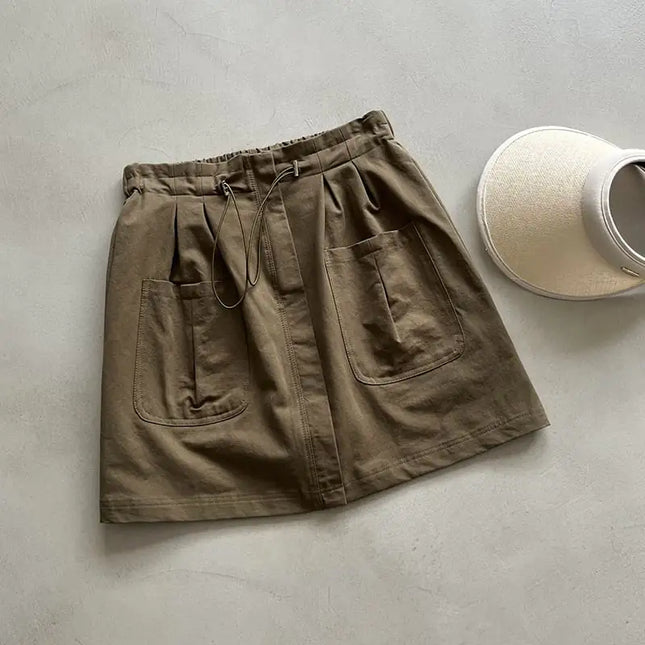 Large Workwear Skirt with Drawstring and Pockets