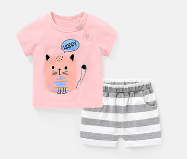 Baby Short Sleeve T-Shirt and Shorts Set for Girls