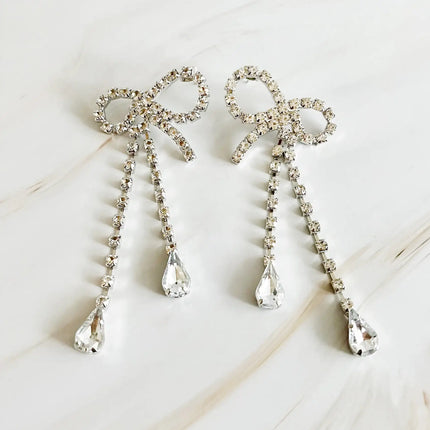 Crystal Bow Drop Earrings