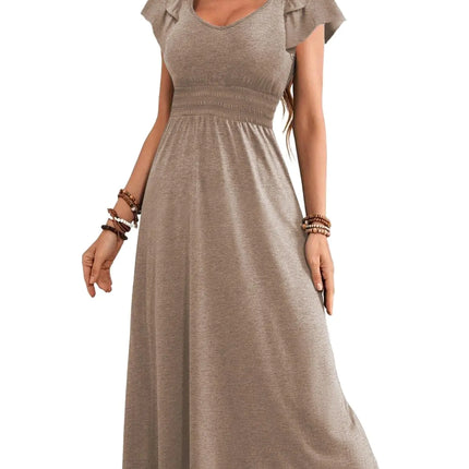 Dokotoo Spring Dresses for Women Casual 2024 Summer Fashion Wedding Guest Boho Dress Cocktail Flowy Midi Maxi Dresses Ruffle Sleeve Womens Cruise Outfits Resort Wear Womens Dresses