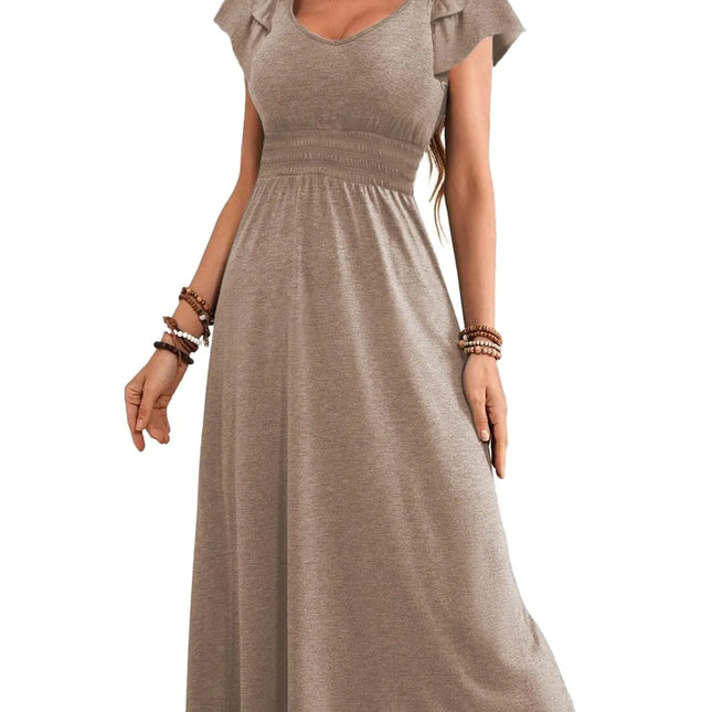 Dokotoo Spring Dresses for Women Casual 2024 Summer Fashion Wedding Guest Boho Dress Cocktail Flowy Midi Maxi Dresses Ruffle Sleeve Womens Cruise Outfits Resort Wear Womens Dresses