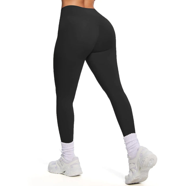 Aoxjox Women’s Workout Leggings Hidden Scrunch Butt Lifting High Waist Tummy Control Gym Workout Yoga Pants 27" (Black X-Small)