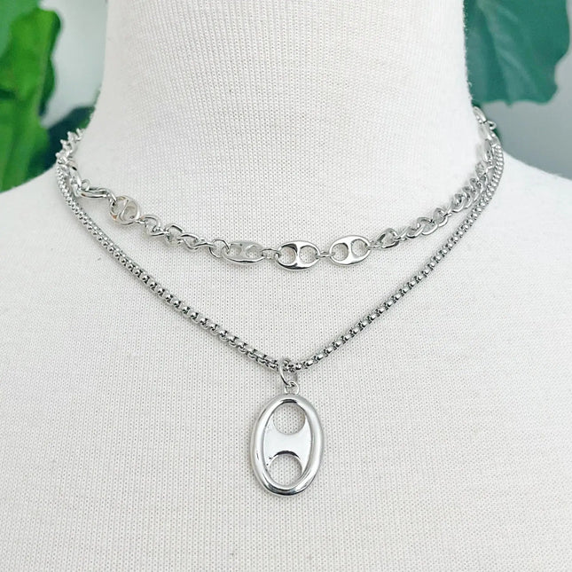 Button Charm Golden Necklace Set