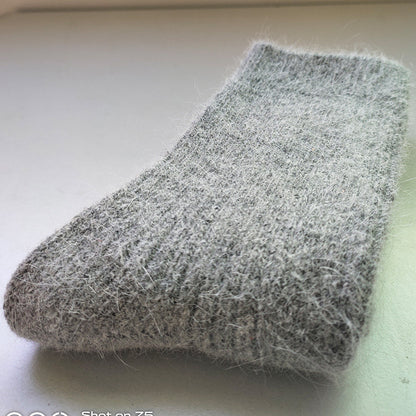 Double Needle Rabbit Wool Blend Fleece Lined Winter Socks