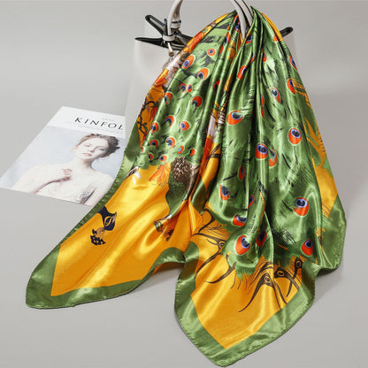 Retro Cashew Pattern Silk Scarf, Large Square Scarf for Women, Stylish and Fashionable for Spring, Autumn, and Winter, Thin Summer Shawl