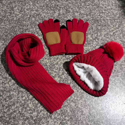Winter Knitted Hat Scarf Gloves