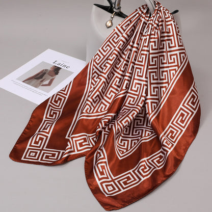 Retro Cashew Pattern Silk Scarf, Large Square Scarf for Women, Stylish and Fashionable for Spring, Autumn, and Winter, Thin Summer Shawl