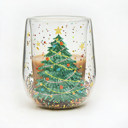 Double-layer Christmas tree cup with heat resistance and non-hot handle