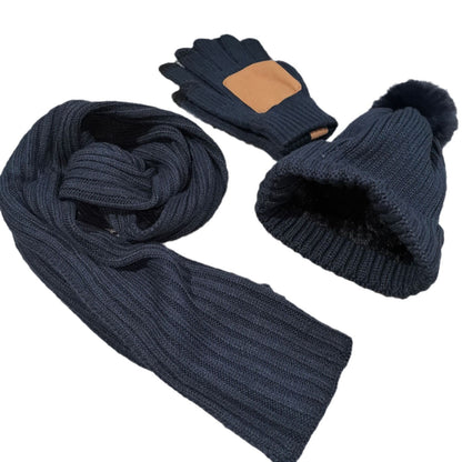 Winter Knitted Hat Scarf Gloves