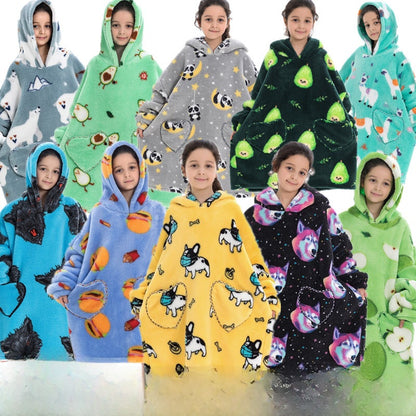 Turtleneck and patch front hooded blanket