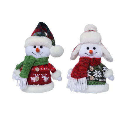 Christmas snowman sitting figure doll