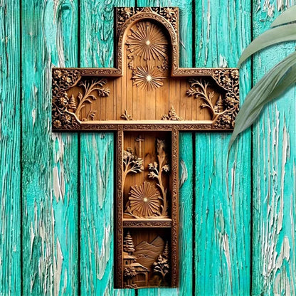 Retro Wooden Wall Cross Decoration