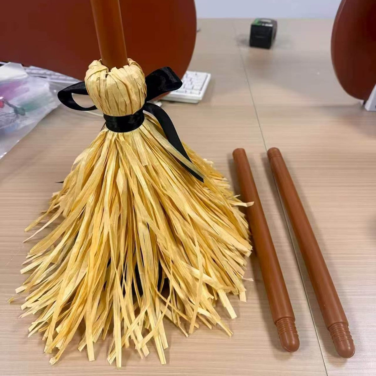 Floating Witch Broom Halloween Decoration
