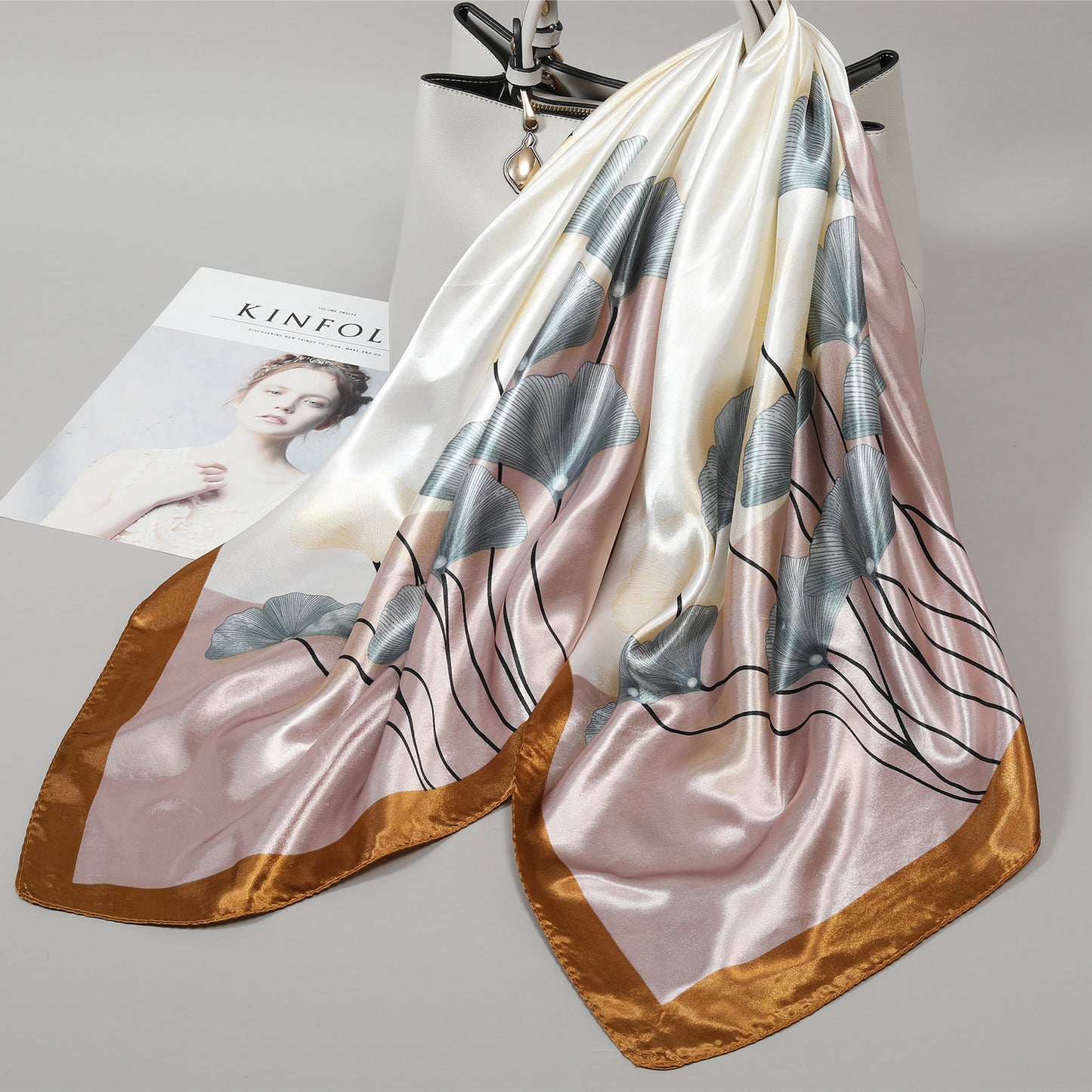 Retro Cashew Pattern Silk Scarf, Large Square Scarf for Women, Stylish and Fashionable for Spring, Autumn, and Winter, Thin Summer Shawl