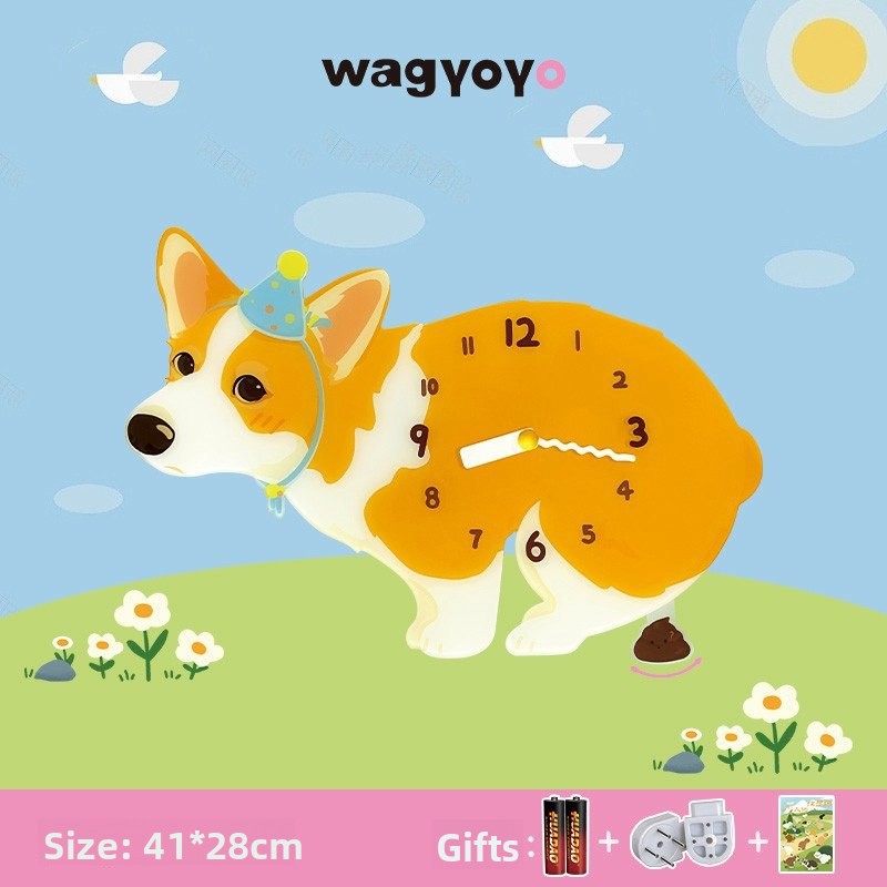 Pet Themed Silent Wall Clock with Moving Decoration