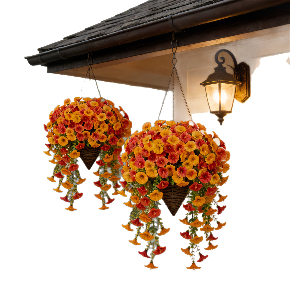 Silk Morning Glory Hanging Decor with Persian Grass