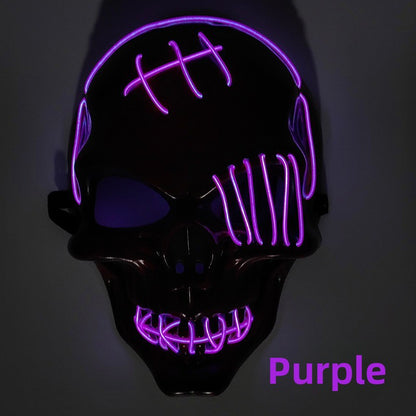 LED Luminous Halloween Skull Mask USB Rechargeable Horror Costume Prop