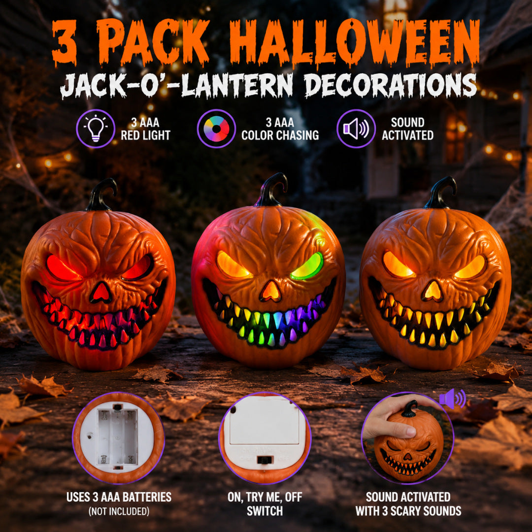 Halloween Decorations, Sound-Activated Glowing Pumpkin Lanterns