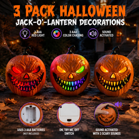 Halloween Decorations, Sound-Activated Glowing Pumpkin Lanterns