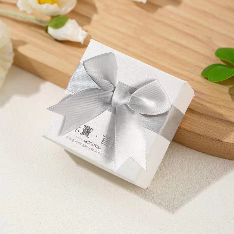 Elegant Gray Bow Jewelry Gift Box