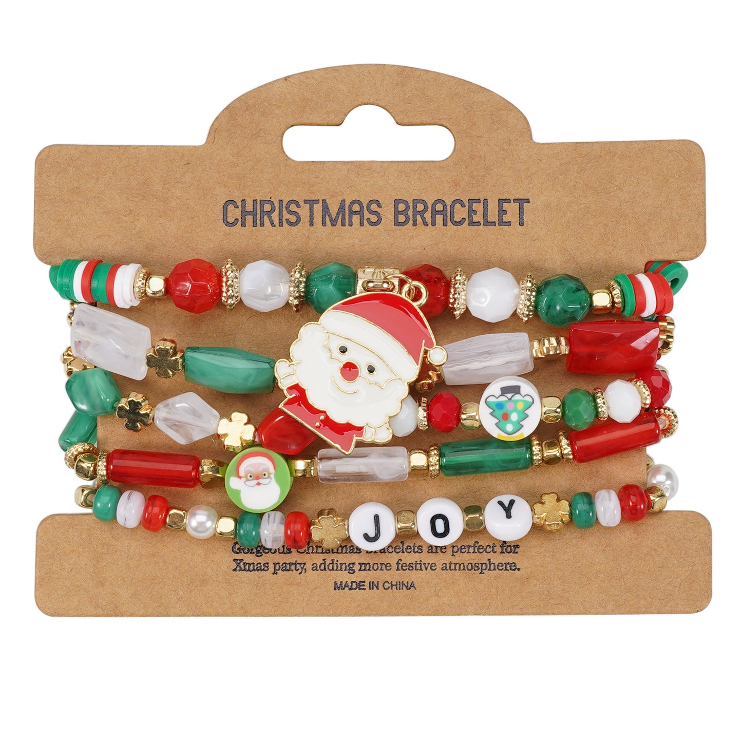 Christmas Beaded Bracelet with Holiday Charms