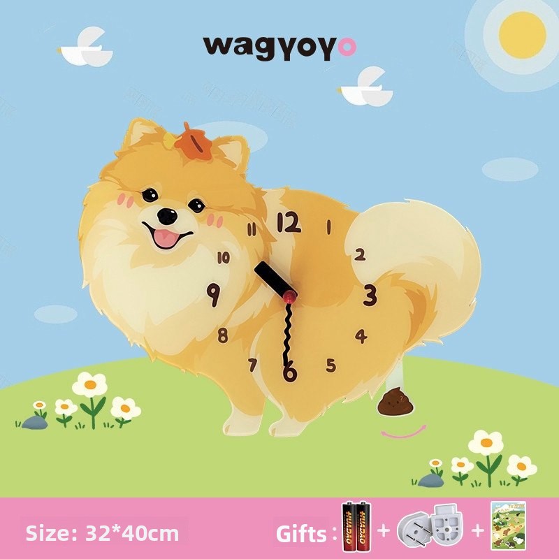 Pet Themed Silent Wall Clock with Moving Decoration