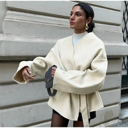 V-neck long-sleeved jacket